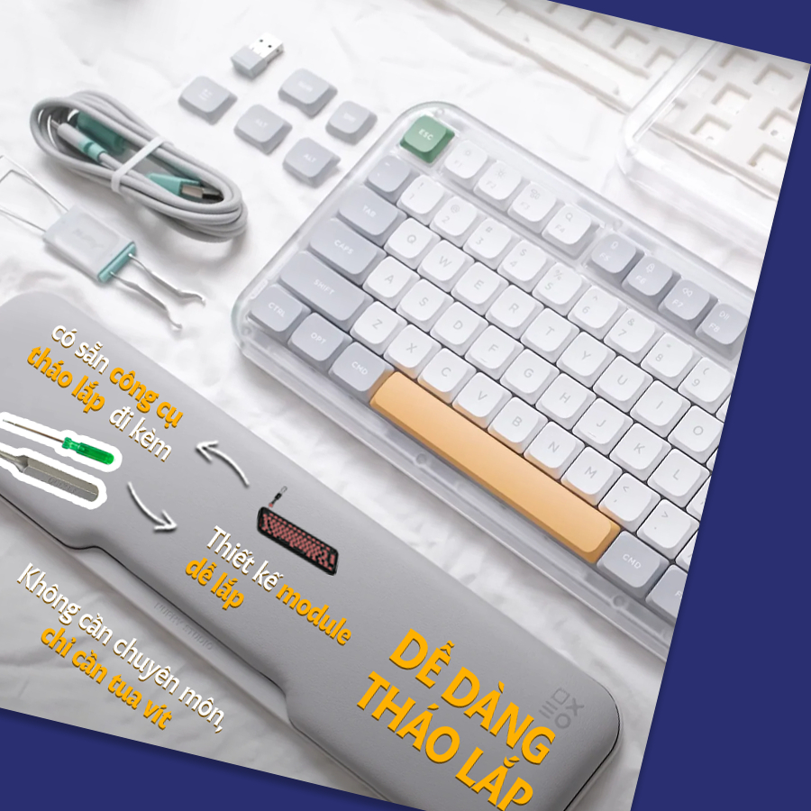 Bộ phụ kiện chuyển đổi profile NuPhy Kick75 – Swappable Kit chính hãng, hỗ trợ đổi giữa low profile & high profile