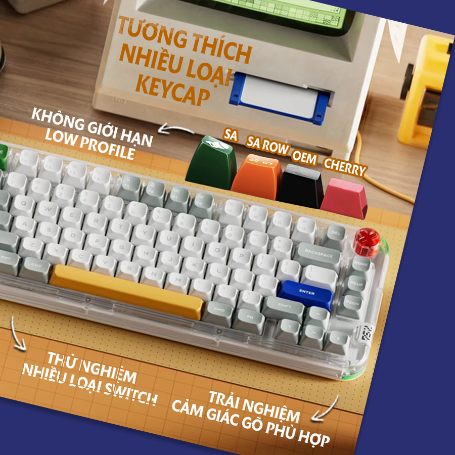 Bộ phụ kiện chuyển đổi profile NuPhy Kick75 – Swappable Kit chính hãng, hỗ trợ đổi giữa low profile & high profile
