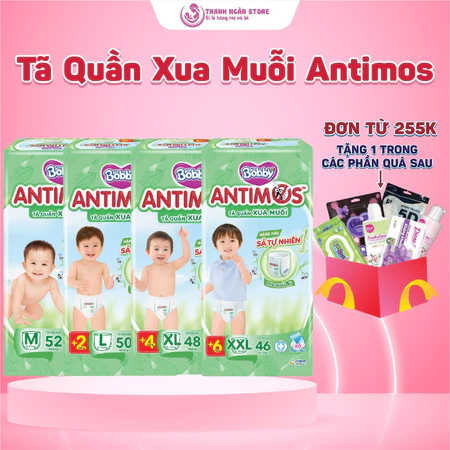 Tã Quần Xua Muỗi Bobby Antimos - Hàng Rào Sả Tự Nhiên Bảo Vệ Bé Cả Ngày - Size M52 L50 XXL48 XXL46