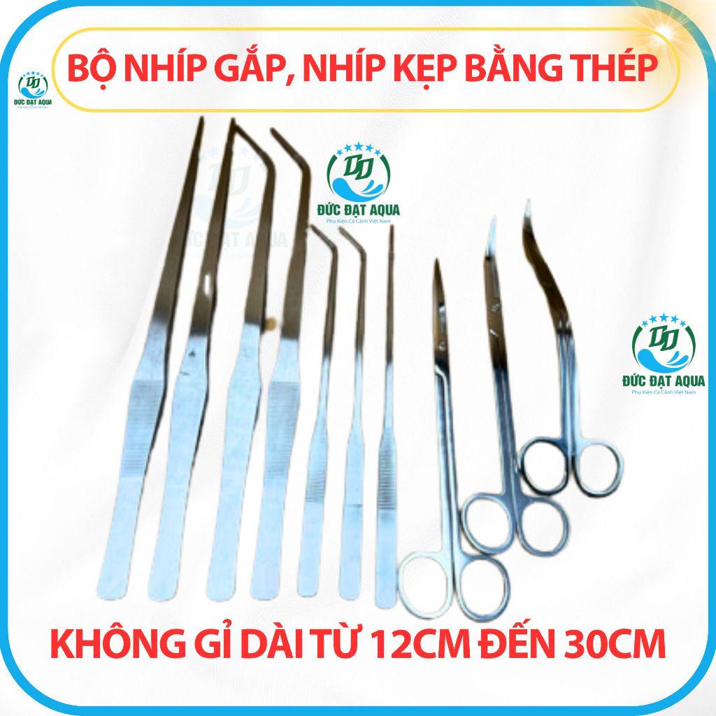 Nhíp trồng cây thủy sinh- kéo cong - kéo thẳng -inox 304 cao cấp kẹp gắp thức ăn