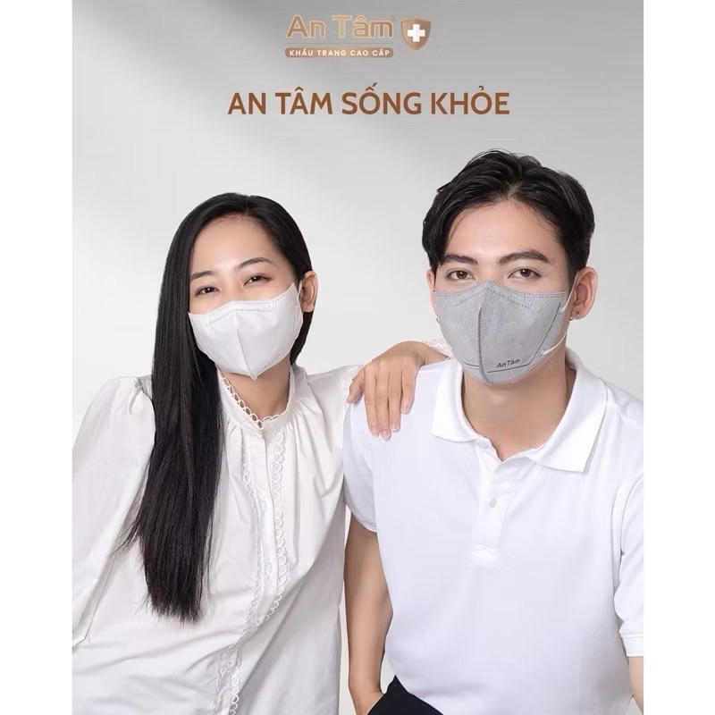 Combo 100 cái khẩu trang 6D An Tâm 4 lớp kháng khuẩn công nghệ Hàn Quốc size người lớn
