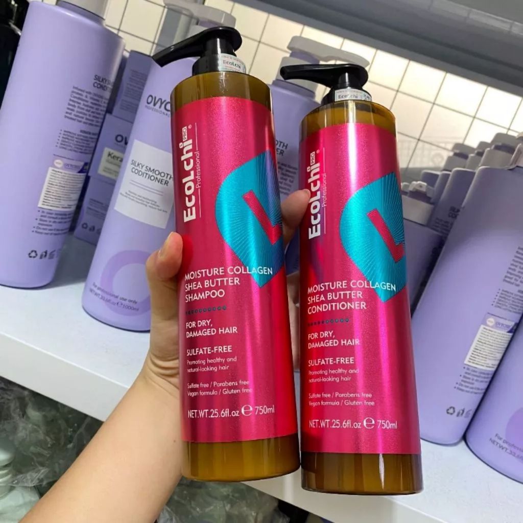 Cặp Dầu Gội Xả Ecolchi Shea Butter 750ml | Dưỡng Tóc Mềm Mượt, Cấp Ẩm Cho Tóc Khô Xơ