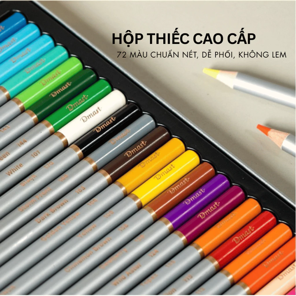 [NÂNG CẤP] Màu Chì Gốc Dầu Deli Dmast Hộp Thiếc – Bút Chì Màu Cao Cấp 24/36/48/72 Màu Vẽ Thiết Kế Ch