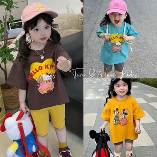 S12-M-[tomnaukids]Set áo thun quần leggin đùi cho bé gái size từ 9-40Kg
