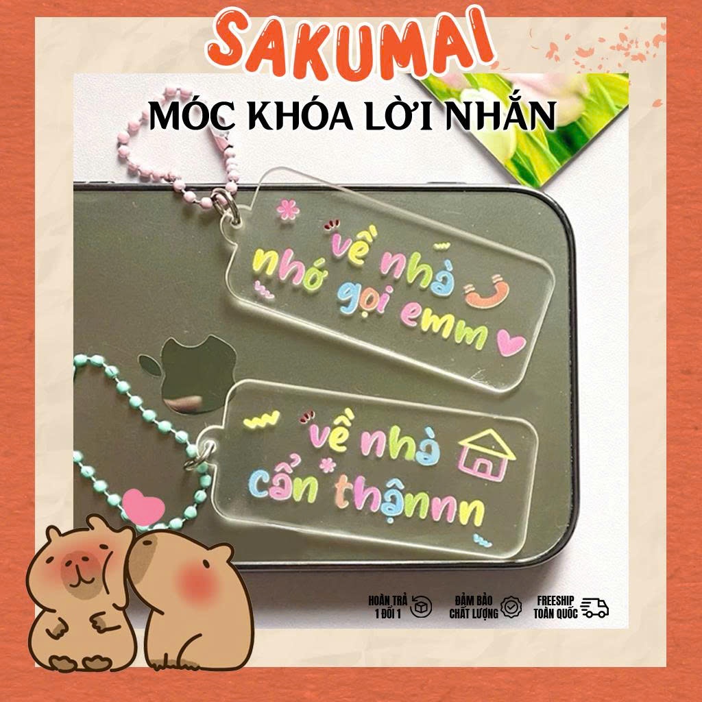 Móc Khoá Lời Nhắn, Móc Khoá Ghi Lời Nhắn Theo Yêu Cầu Chất Liệu Acrylic Dùng Làm Quà Tặng Trang Trí Túi Xách - SakuMai