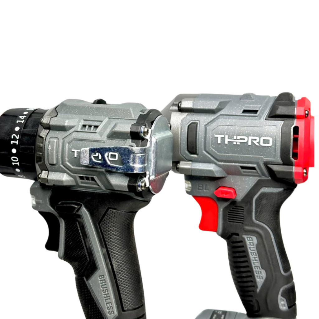 Combo Máy Khoan THPRO TH7721AK, Siết Bulong TH6360AK 1Pin 10Cell Sạc - Động Cơ Không Chổi Than, Chân Pin Phổ Thông