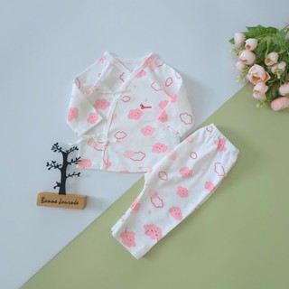Bộ dài sơ sinh cột dây cao cấp chính hãng Bunny chất thun cotton cho bé 0-3 tháng