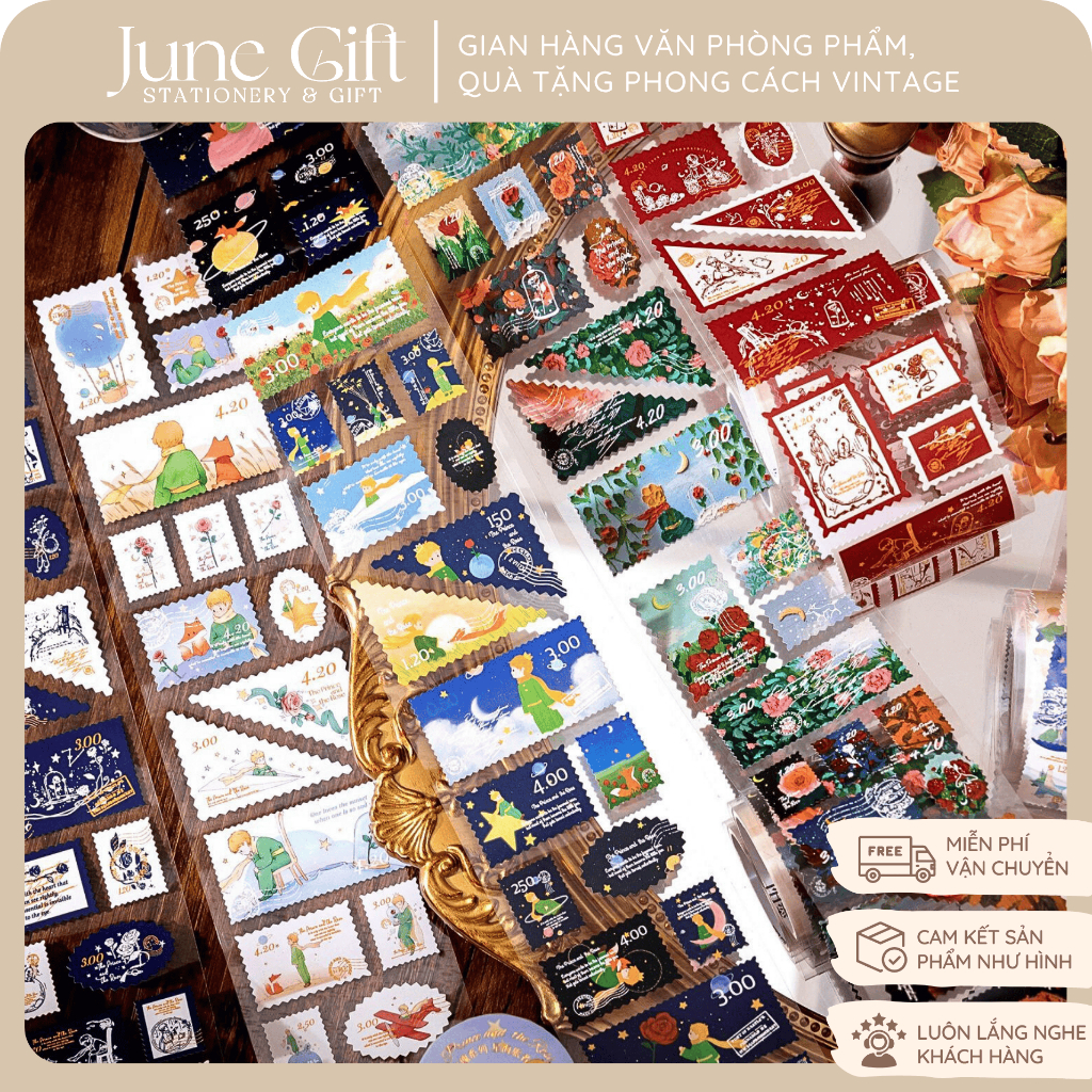 Sticker tem thư hoàng tử bé trang trí thư tay, bưu thiếp, phong bì, sổ ...