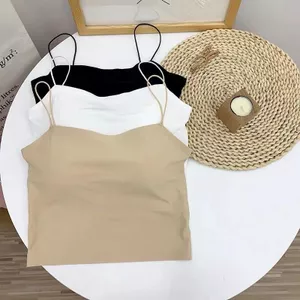 Áo 2 dây su mịn sợi bún áo lá su có mút liền dáng lửng siêu tôn dáng A61