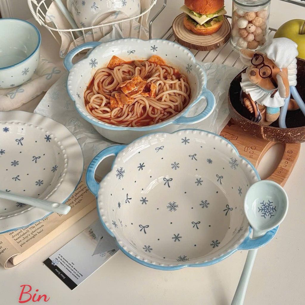set 3 món quai tuyết xanh tặng kèm đũa decor bếp siêu xinh