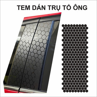 Decal đen mờ hoạ tiết tổ ong trang trí kính ô tô, dán trụ bóng ô tô ( dùng được đa vị trí )