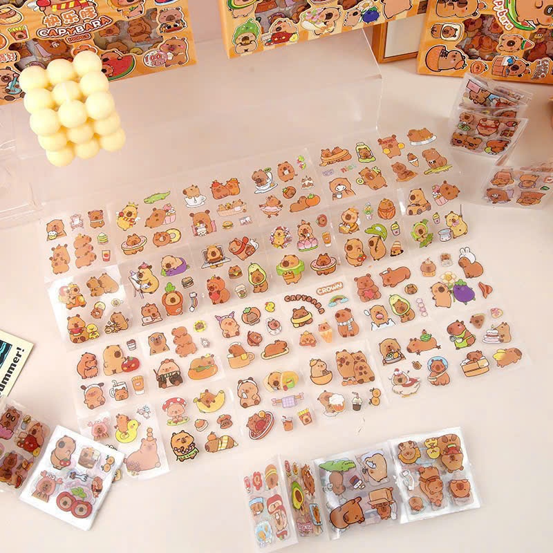 Hộp Sticker Capybara cute dễ thương-Hình dán trang trí tập sách vở,bàn học phong chách hàn quốc