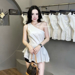 “Thea Top” Áo thô lệch vai pha ren chiết eo tôn dáng siêu hot hit , Áo kiểu hở vai chất thô mềm mịn • MIU.STUDIO
