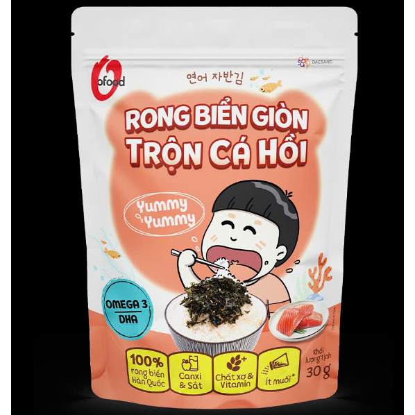 [O'Food] Combo 4 rong biển giòn trộn 2 vị  cá hồi , rong rau & hạt O'food