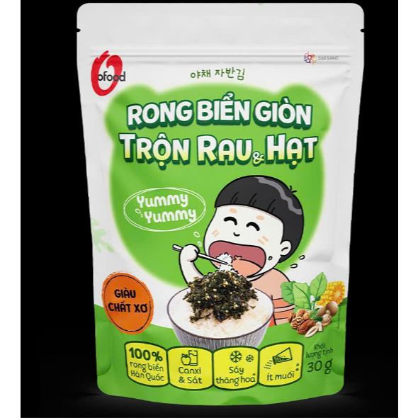 [O'Food] Combo 4 rong biển giòn trộn 2 vị  cá hồi , rong rau & hạt O'food