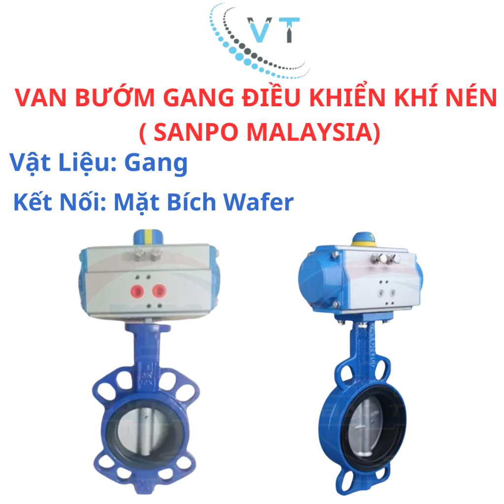 VAN BƯỚM GANG ĐIỀU KHIỂN KHÍ NÉN – HIỆU SW + SANPO