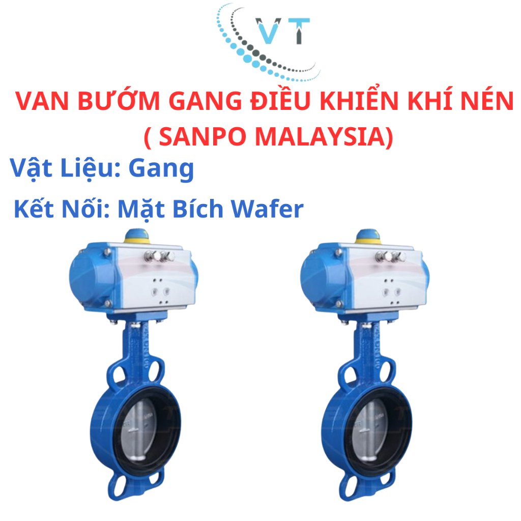 VAN BƯỚM GANG ĐIỀU KHIỂN KHÍ NÉN – HIỆU SW + SANPO