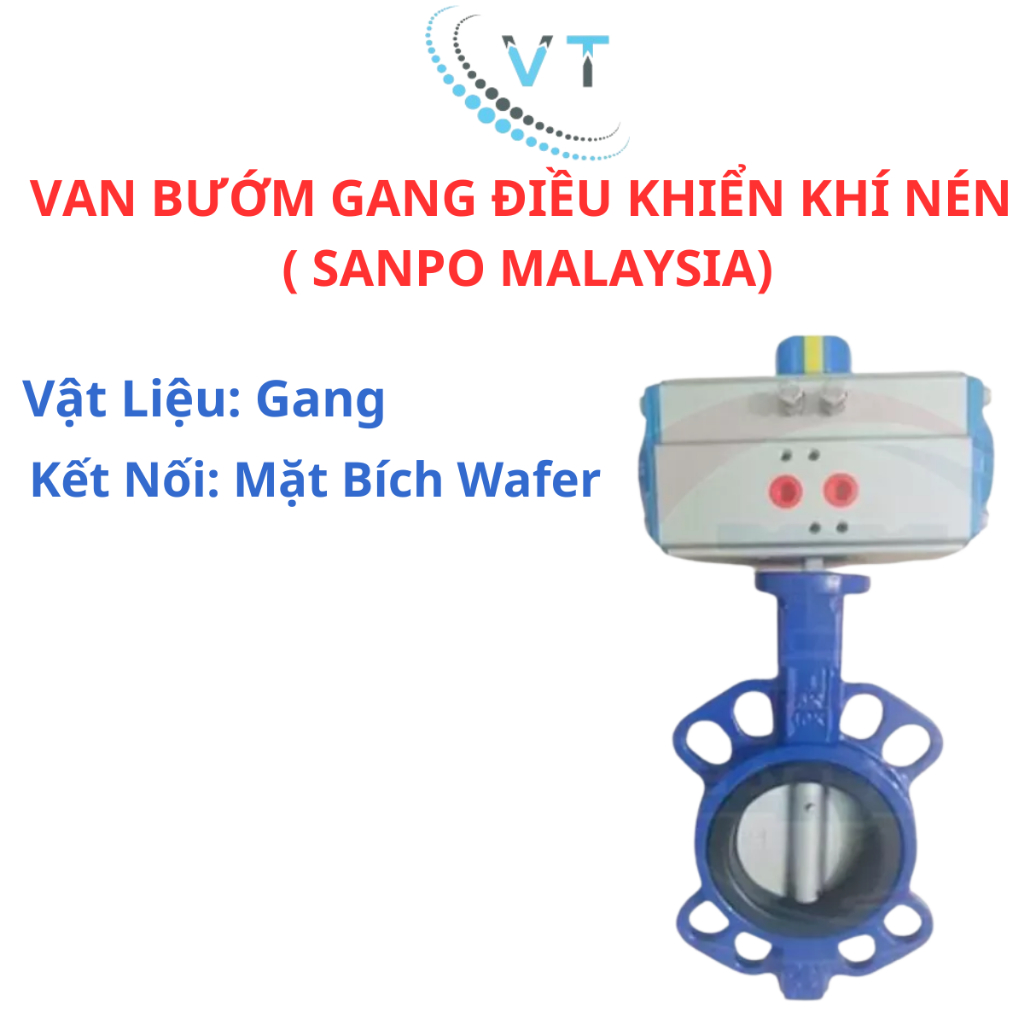 VAN BƯỚM GANG ĐIỀU KHIỂN KHÍ NÉN – HIỆU SW + SANPO