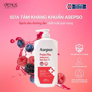 [MUA 1 TẶNG 1] Sữa tắm kháng khuẩn ASEPSO sạch sâu dưỡng ẩm Chiết Xuất Quả Mọng 1000 ml