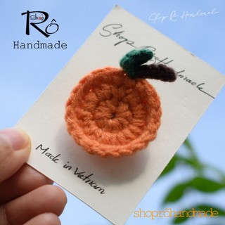 Ghim cài áo quả quýt bằng len xinh xắn 3cm |Pin, trâm cài balo, cặp,huy hiệu |Shop Rô Handmade