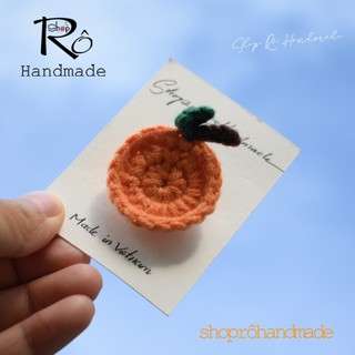 Ghim cài áo quả quýt bằng len xinh xắn 3cm |Pin, trâm cài balo, cặp,huy hiệu |Shop Rô Handmade