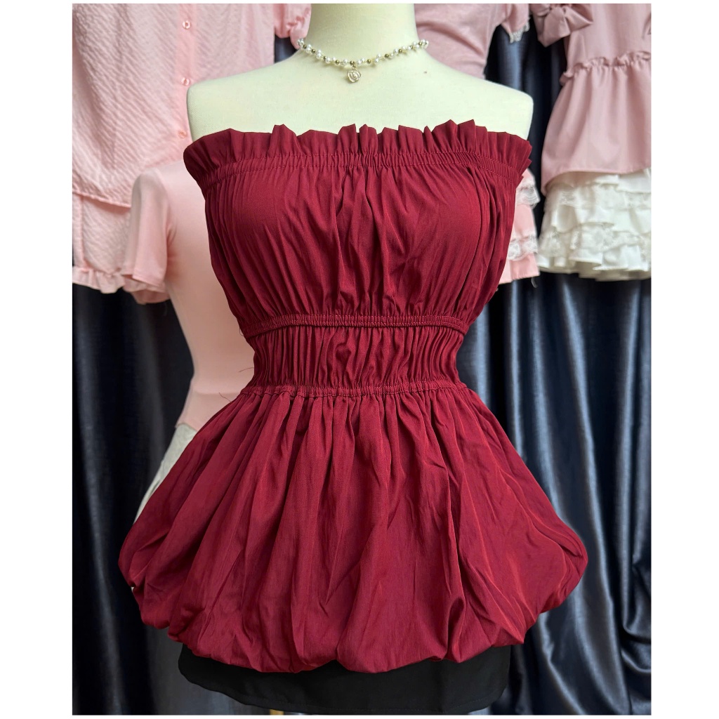 Áo Cúp Ngực Peplum 2 Lớp Đuôi Xòe Chất Gió Nhăn