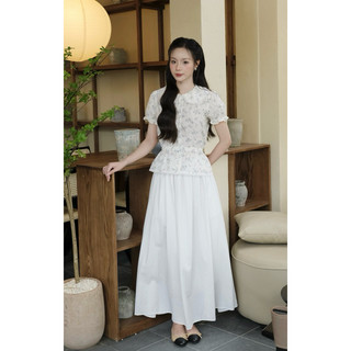 Áo Kiểu Nữ Trắng Ngắn Tay, Cổ Sen Phối Ren – Thiết Kế Tay Bồng Thanh Lịch- MioLady AO010