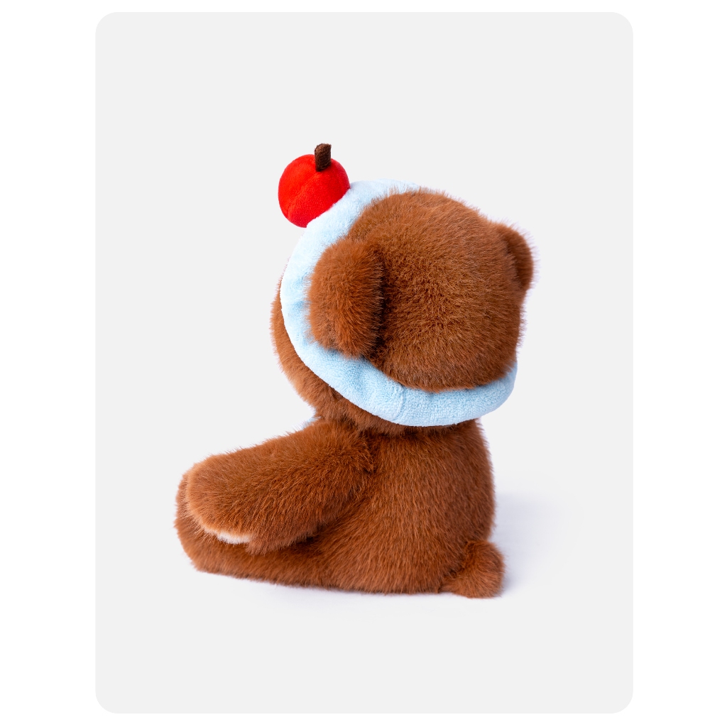 Gấu Bông Teddy Nâu Đội Mũ Táo Đỏ Lông Thỏ Mềm Mại Làm Quà Tặng Cho Bé, Bạn Gái Ngày Sinh Nhật, 8/3