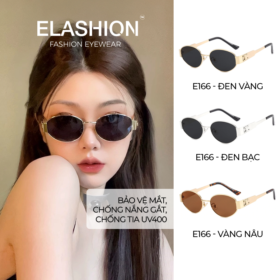 Kính râm ELASHION, Kính mát thời trang Nữ thiết kế cổ điển, sang trọng, tròng chống tia UV400 - E166
