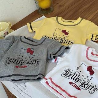A22-[tomnaukid][FORM ÔM] Áo thun CROPTOP cộc tay Hello KI.T.T size từ 9-35Kg