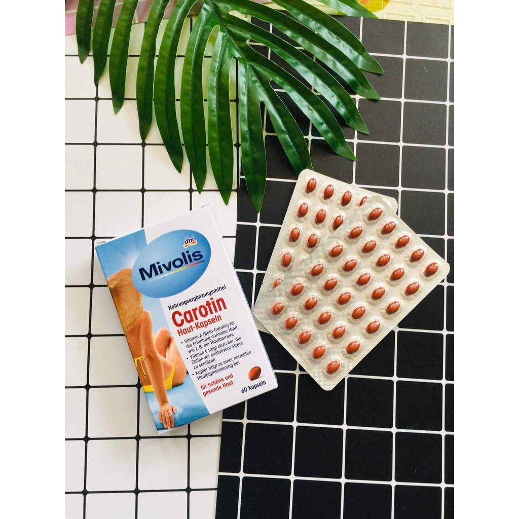 [Đủ Bill]  Viên Uống Chống Nắng Mivolis Carotin Hộp 60 Viên - Hàng Đức Chính Hãng