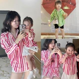 A91-Áo sơ mi sọc Mẹ và bé mặc hè cực xinh Size từ 8-35Kg