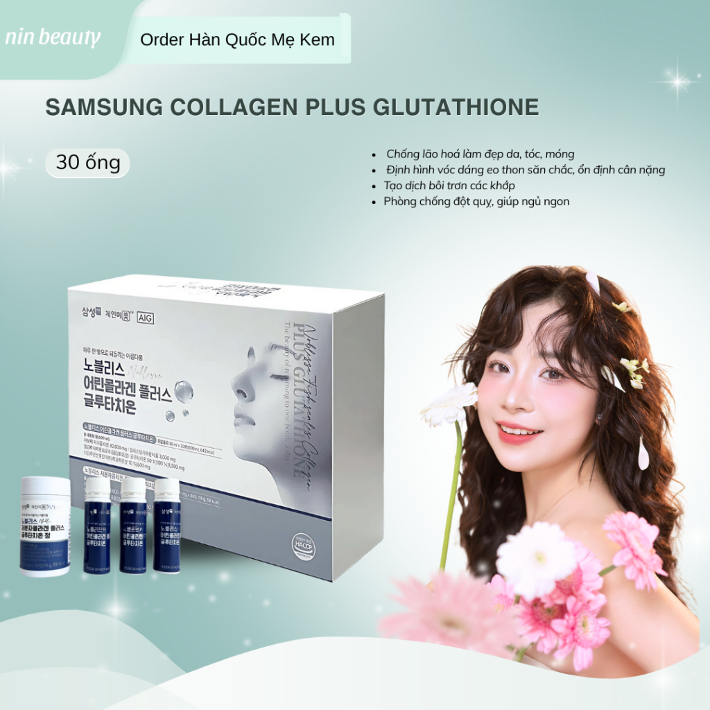 Nước uống đẹp da SAMSUNG COLLAGEN PLUS GLUTATHIONE Hộp 30 ống