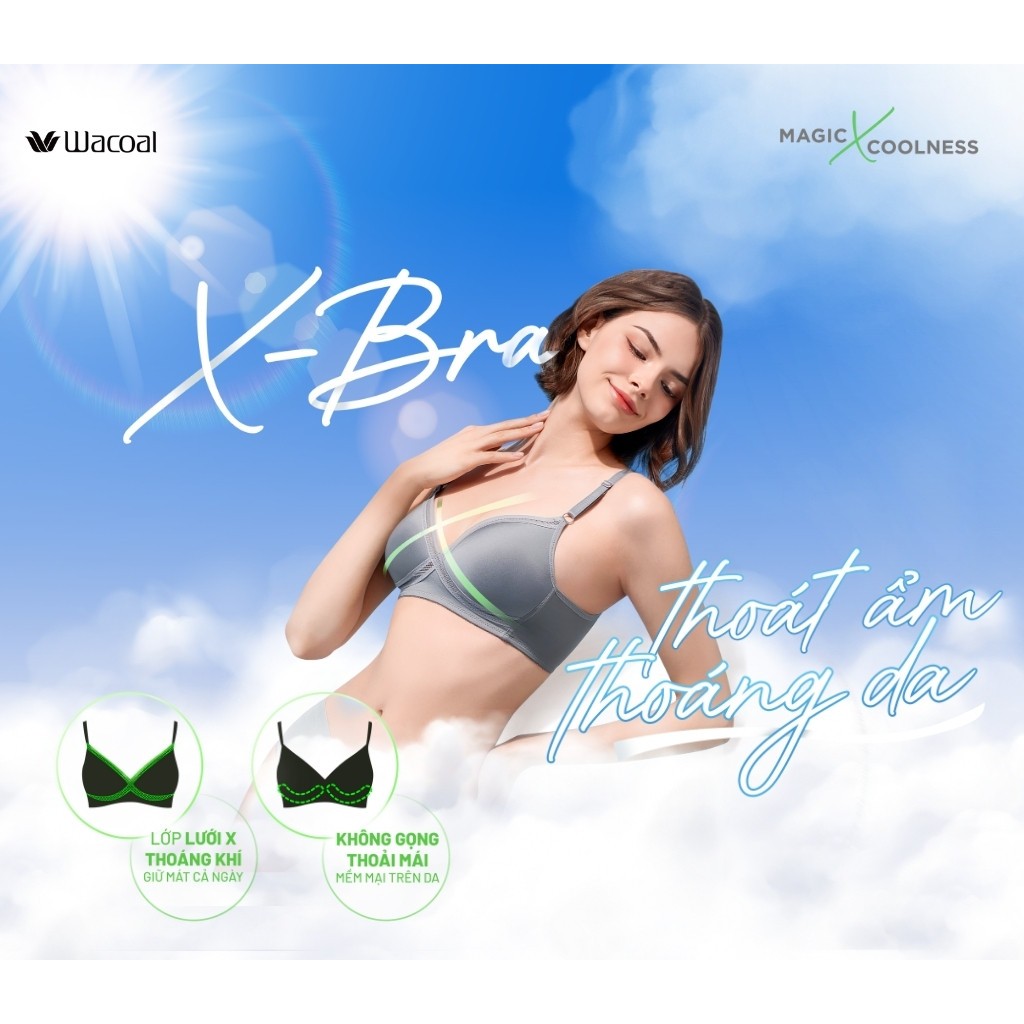 Combo 2 áo lót Wacoal ILB3213 Magic X Coolness không gọng thoải mái mút mỏng LB3213
