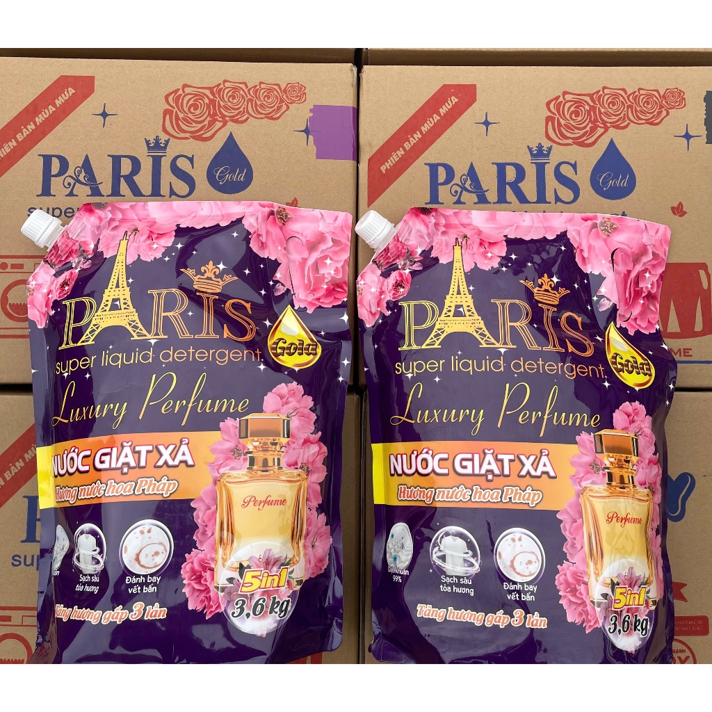 ( Mua 1 Tặng 1 ) Tổng 2 Túi Nước Giặt Xả Paris  - Mỗi Túi 3.6 Kg - Thơm nước hoa - Làm sạch nhanh