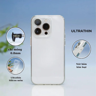 Ốp Lưng iPhone ULTRATHIN Mềm Siêu Mỏng Trong Suốt Chỉ 0.8mm iPhone  7/8/X/XS/11/12/13/14/15/16/17/Plus/Pro/Max/Air