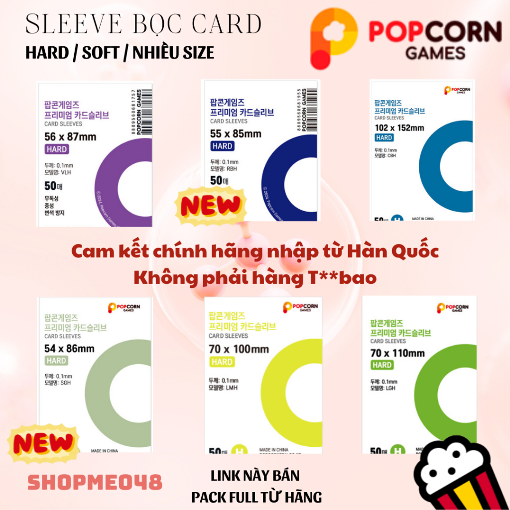 CHÍNH HÃNG Popcorn sleeve bọc card thẻ bài SHOPMEO48 (sleeve Hàn ...