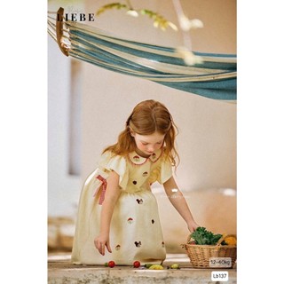 [B&G] Đầm váy công chúa suông linen cổ sen thêu nấm cho bé gái từ 2-12 tuổi(12-42kg)