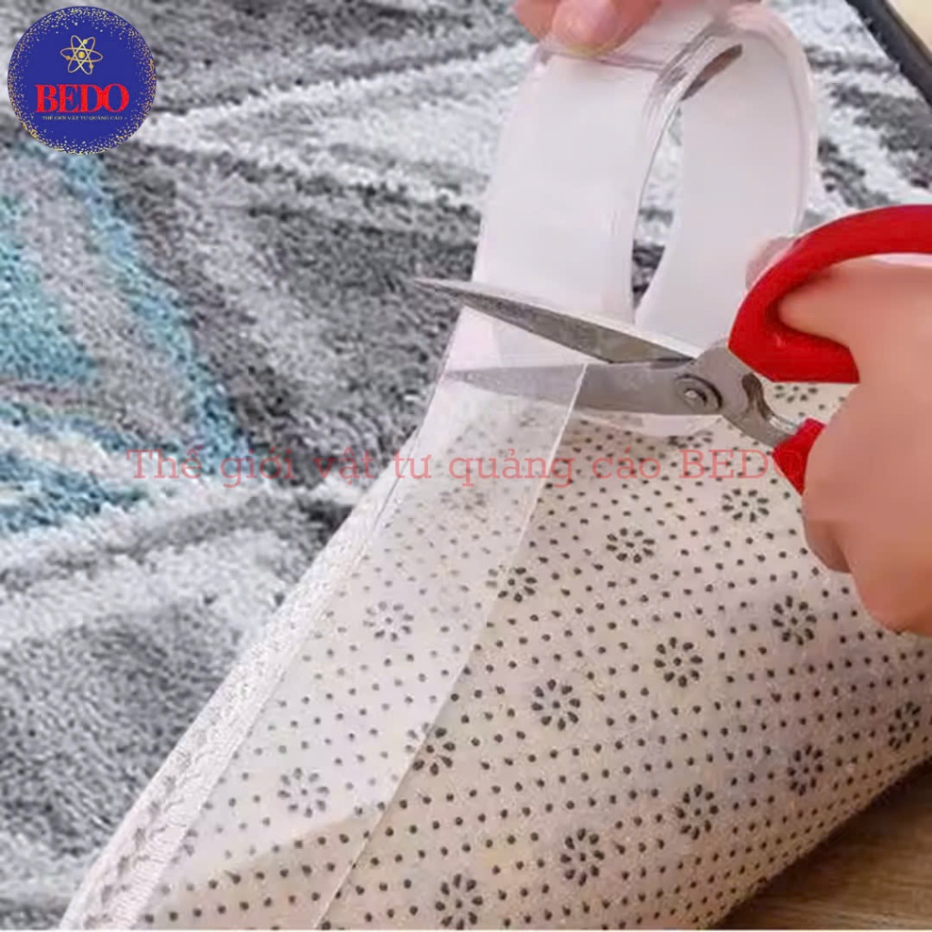 Băng keo 2 mặt trong suốt BEDO siêu dính - Băng dính Nano dán kính, dán đồ gia dụng không để lại vết keo, chịu lực tốt