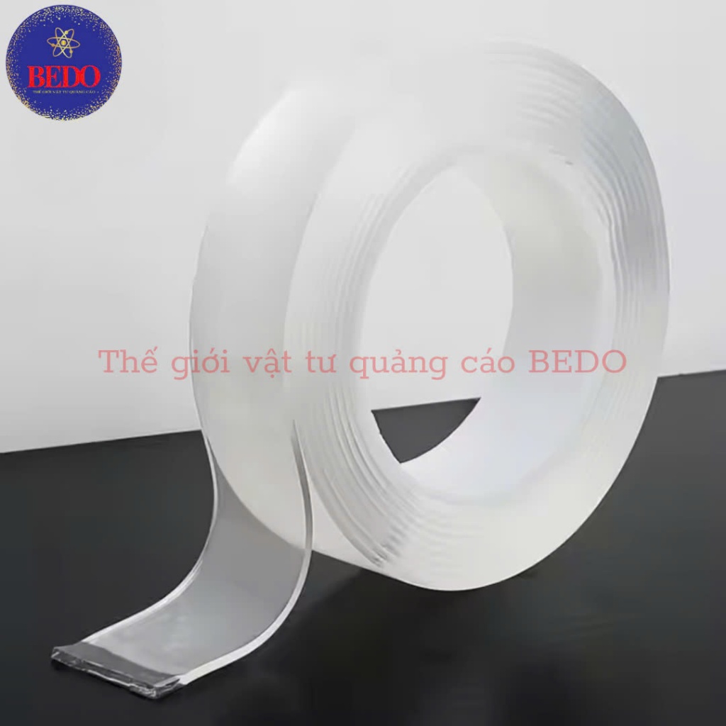 Băng keo 2 mặt trong suốt BEDO siêu dính - Băng dính Nano dán kính, dán đồ gia dụng không để lại vết keo, chịu lực tốt
