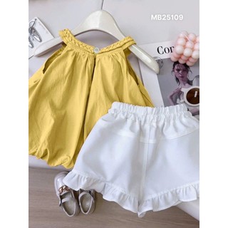 [B&G] Sét bộ đủ màu cổ yếm quần đùi trắng mùa hè cho bé gái từ 12-45kg