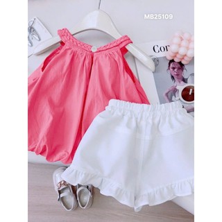 [B&G] Sét bộ đủ màu cổ yếm quần đùi trắng mùa hè cho bé gái từ 12-45kg