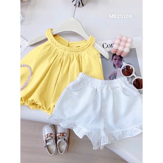 [B&G] Sét bộ đủ màu cổ yếm quần đùi trắng mùa hè cho bé gái từ 12-45kg