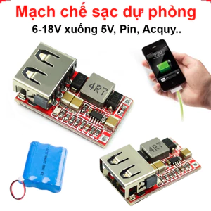 Mạch nguồn giảm áp 6 - 18VDC xuống 5V - chế sạc điện thoại