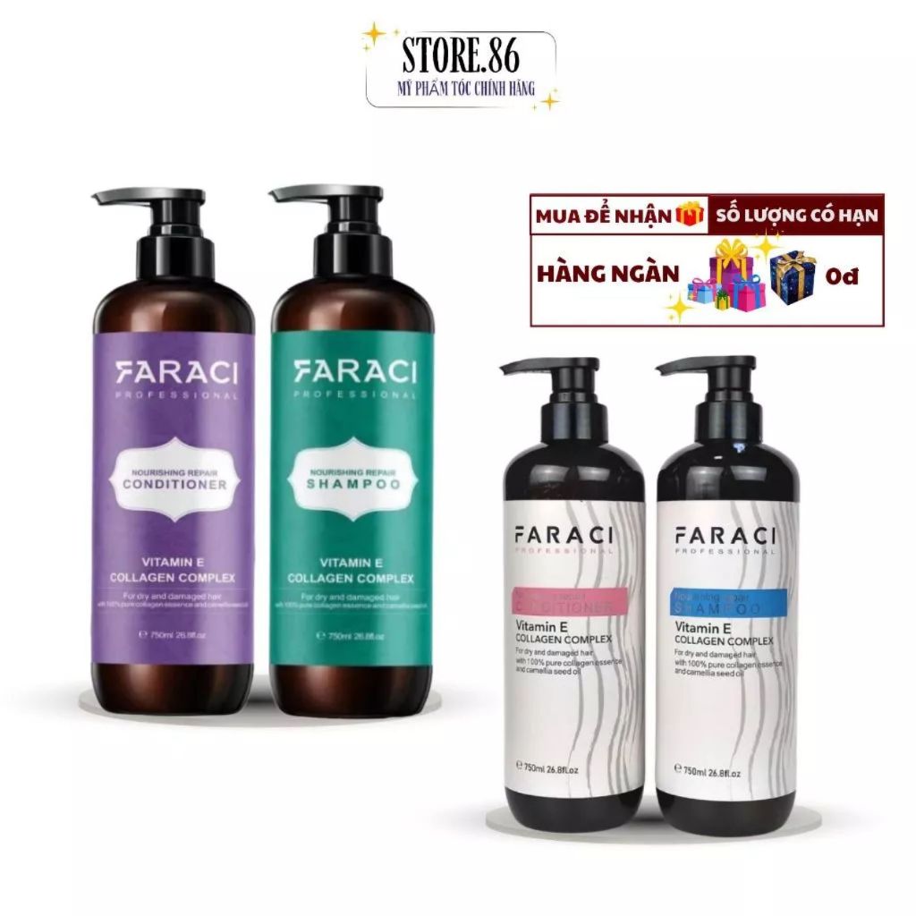 Combo Dầu Gội Xả FARACI 750ml | Dưỡng Ẩm Tóc Khô Xơ, Mềm Mượt Chuẩn Salon