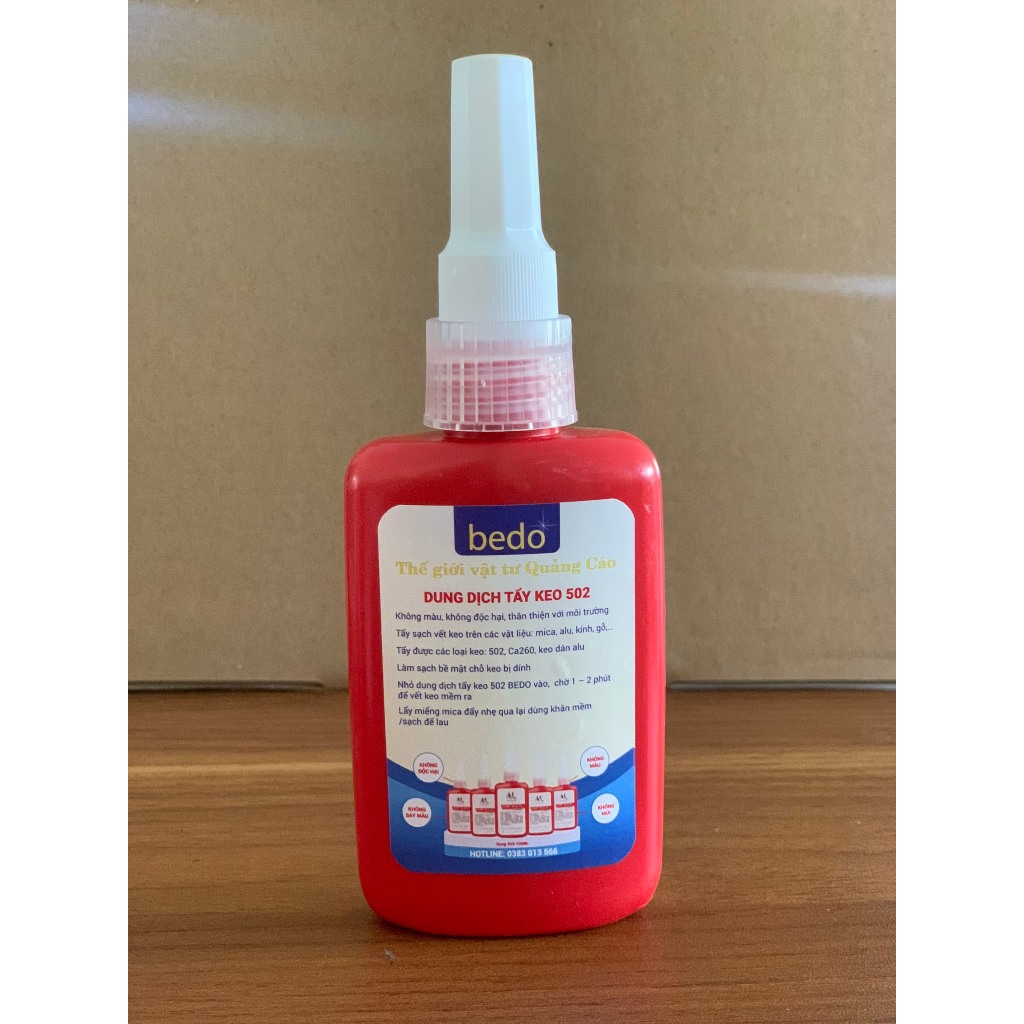 Dung dịch tẩy keo 502 BEDO - Nước tẩy keo chuyên dụng trên Mica, nhựa, gỗ, kim loại không làm hư hại bề mặt (Lọ 10ml)