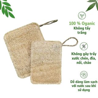 Miếng Rửa Chén Bát Bằng Xơ Mướp KB Ecolife tạo bọt rửa sạch chén bát,không hóa chất ( Chữ nhật)