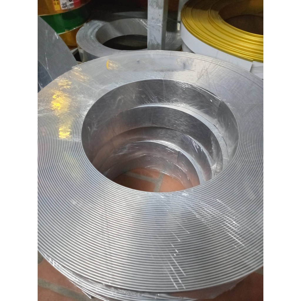Gáy nhôm uốn chân chữ có gờ BEDO màu Bạc Xước - Cuộn 50m làm chữ nổi quảng cáo, giả Inox cao cấp (Đủ bản 4cm 6cm 8cm)