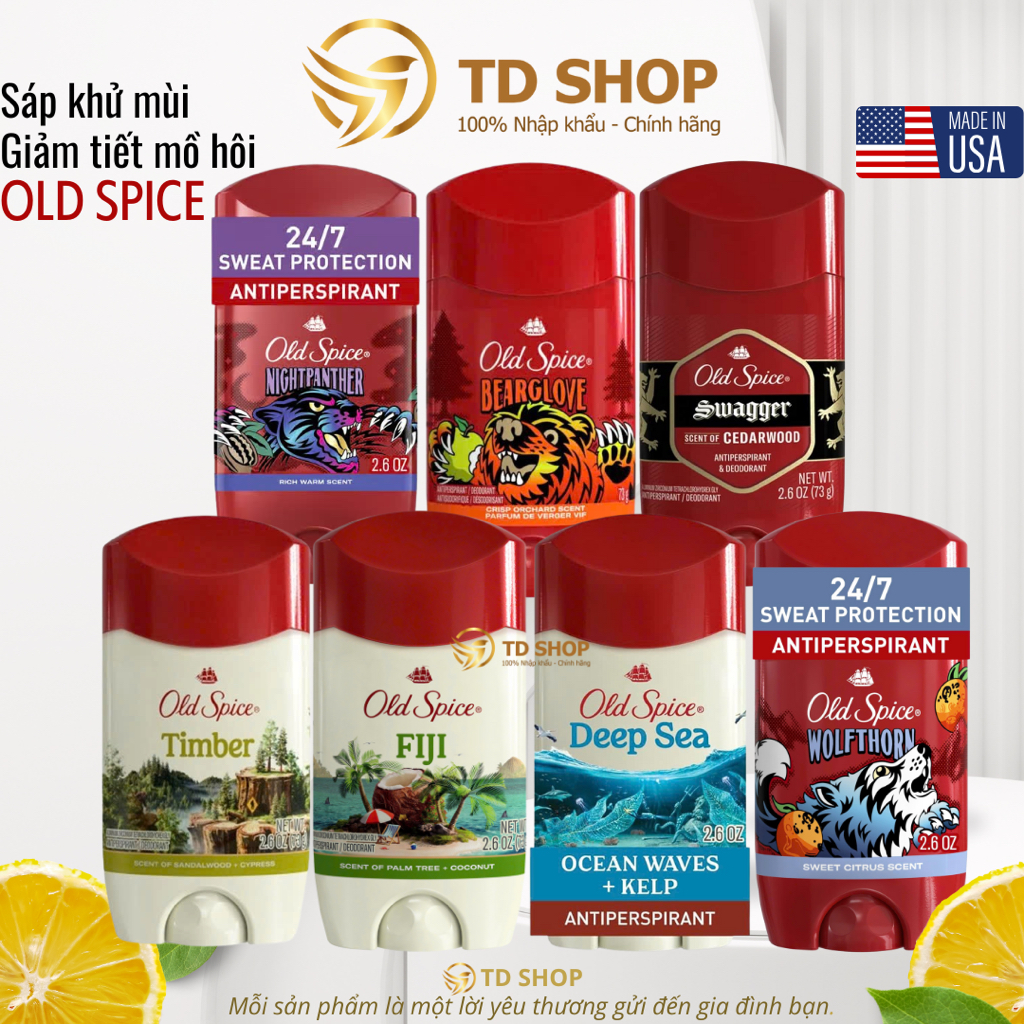 Sáp khử mùi toàn thân giảm tiết mồ hôi OLD SPICE 73g nhiều mùi hương cá tính năng động nhập khẩu Mỹ - TD Shop