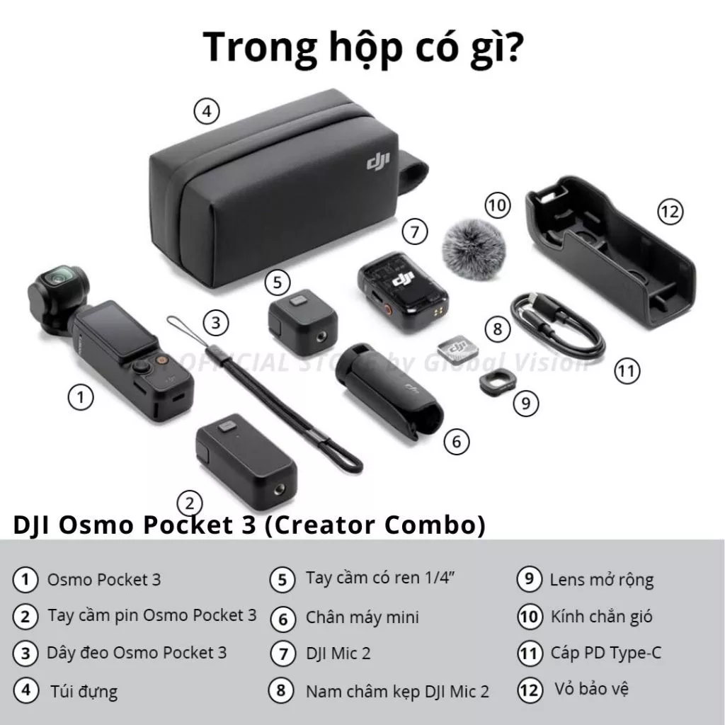 DJI Osmo Pocket 3 gimbal tích hợp camera chất lượng 4K 120fps - Hàng chính hãng